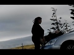 Tiny Pale Tobi Fucks On A Car Bonnet, Then Chokes On A Thick Cumshot