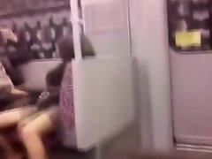 Drunk girl shows pussy and ass on the train