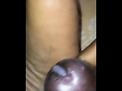 Cumming on black bitch feet