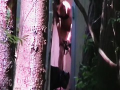 Candid girl in bikini hid among trees and got spied pissing